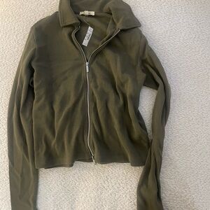 Olive Green Zip-Up Jacket